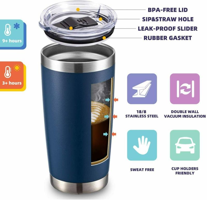 20 Oz Vacuum Sealed Steel Tumbler Insulated Coffee Cup Travel Mug