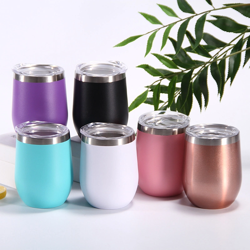 350ml Stainless Steel Vacuum Insulated Double Wall Wine Tumbler Cups with Lid