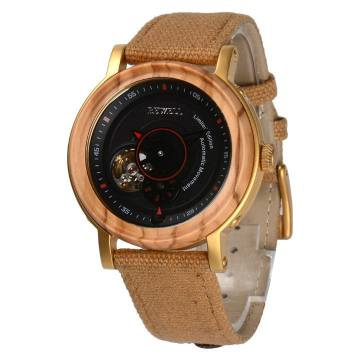 Retro Style Classical Waterproof Automatic Chronograph Men's Wood Watch