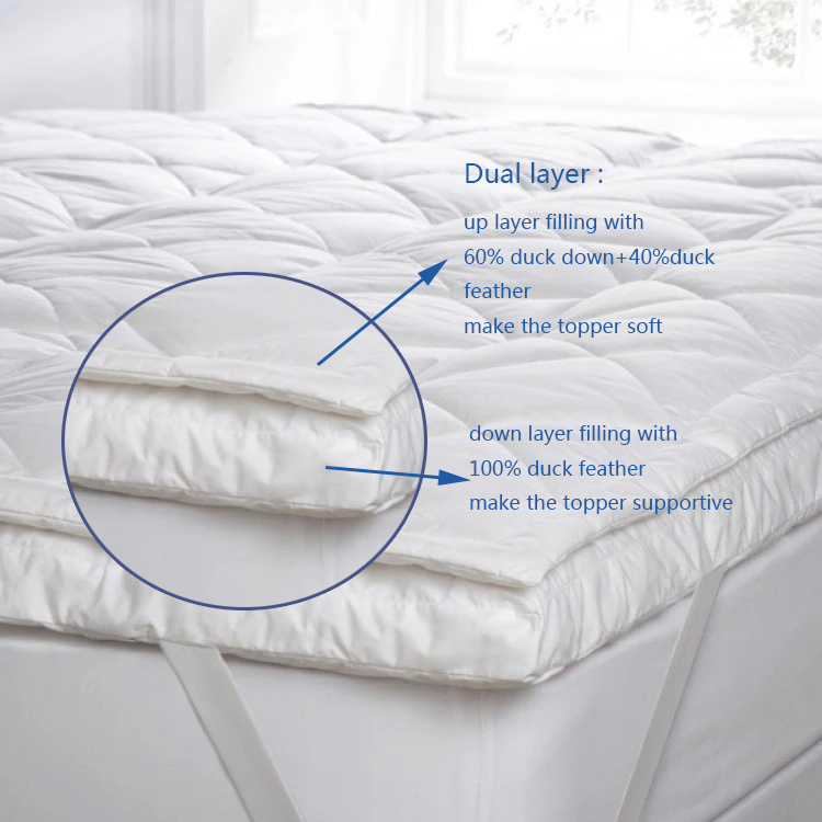 All Season Dual Layer White Duck Feather Down Mattress Topper