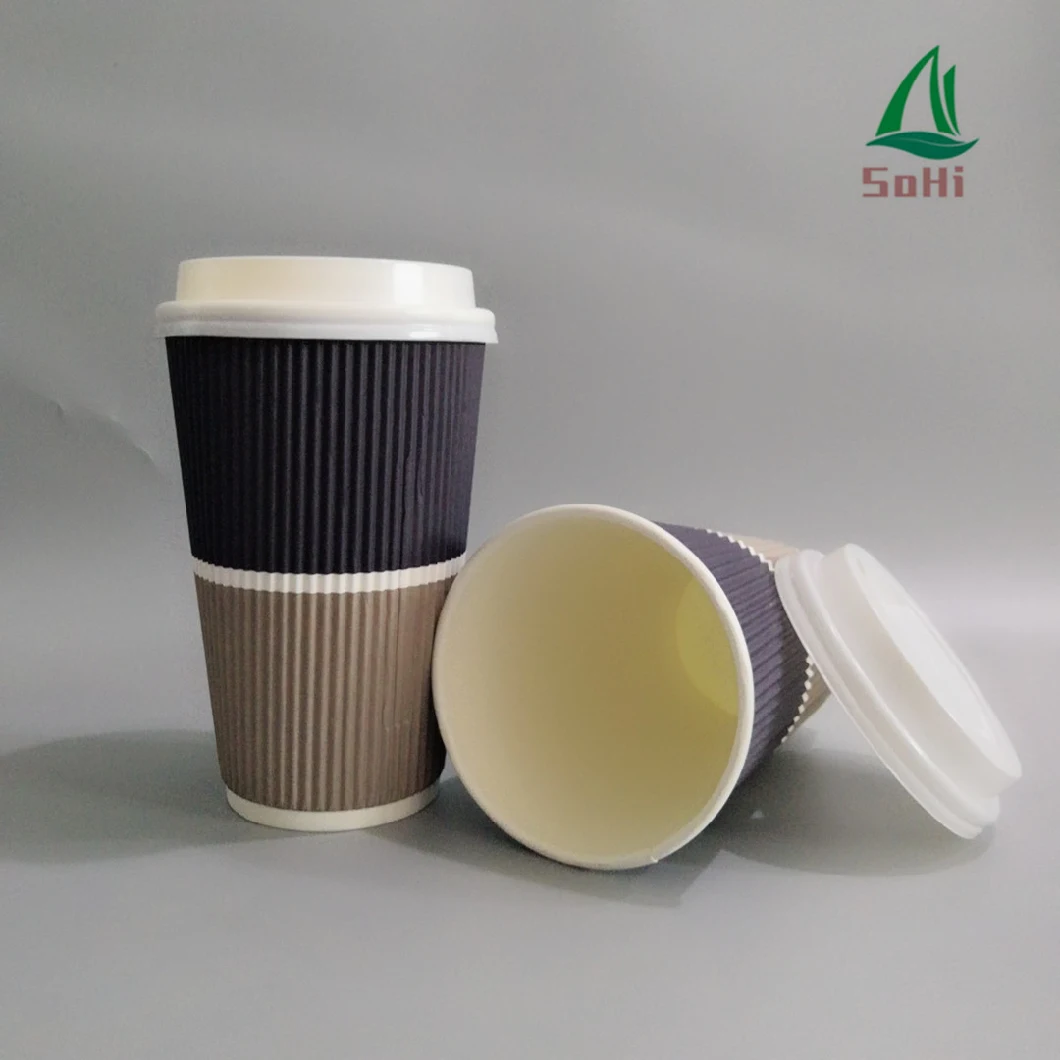 Disposable Paper Cups Ripple Wall Coffee Cups Custom Corrugated Cup Coffee Drink Cups