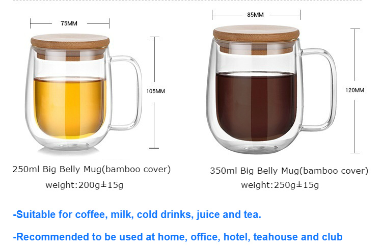 Heat Insulation Transparent Clear Double Layer Espresso Glass Mug