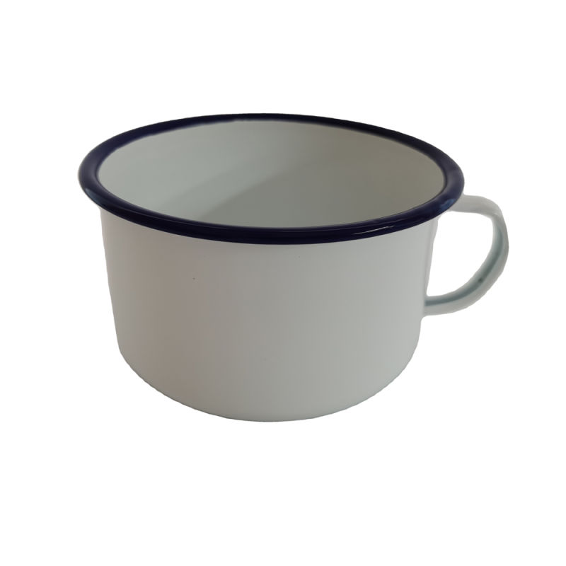 1L Mug Egg Custard Enamel Cup with Cover