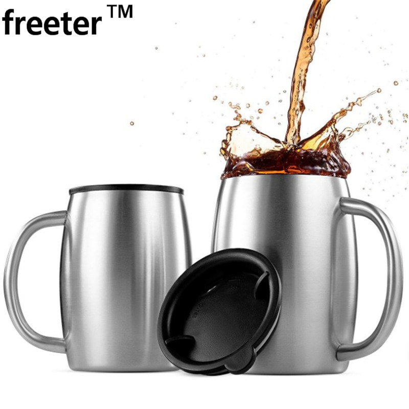 Double Wall Stainless Steel Coffee Cup Beer Coffee Mug Beverage Picnic Mug with 450ml