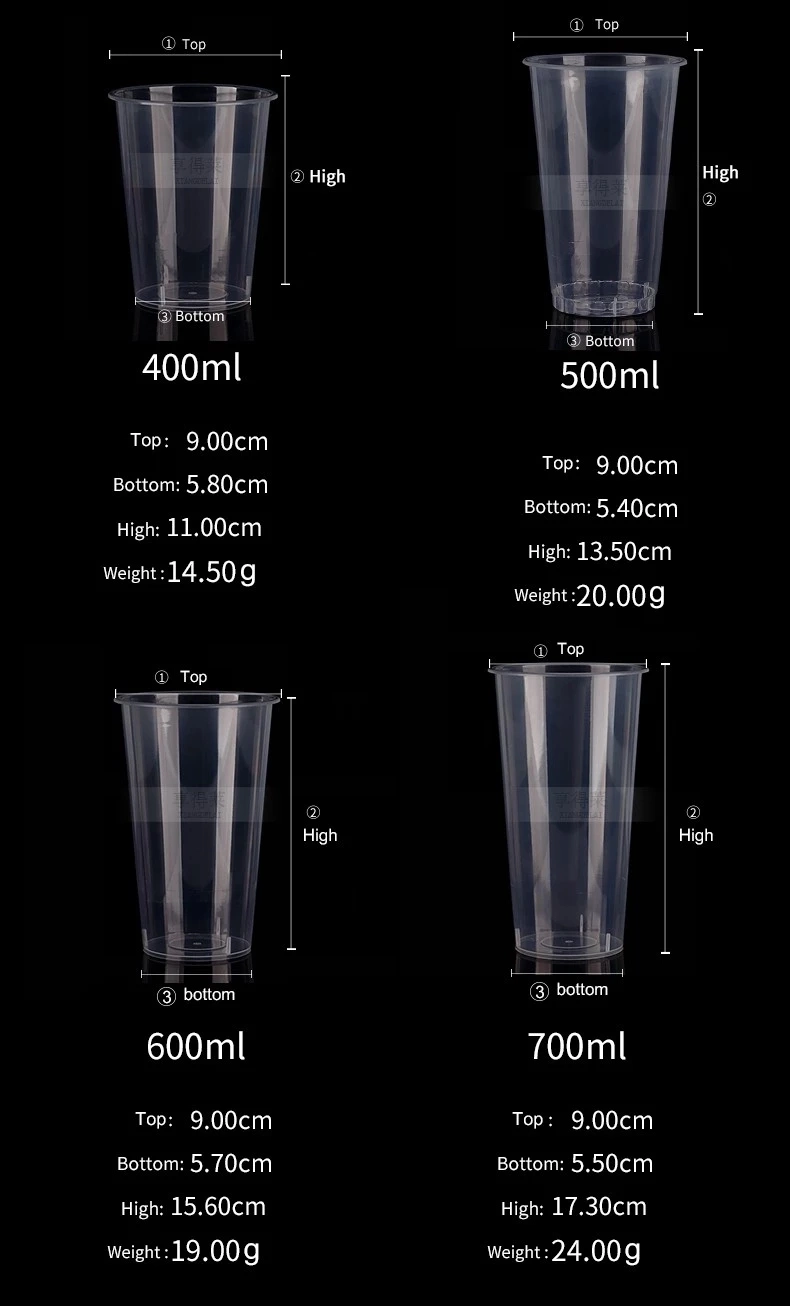Custom Disposable Transparent Cup Plastic PP 22oz 700ml Clear Cup Printed