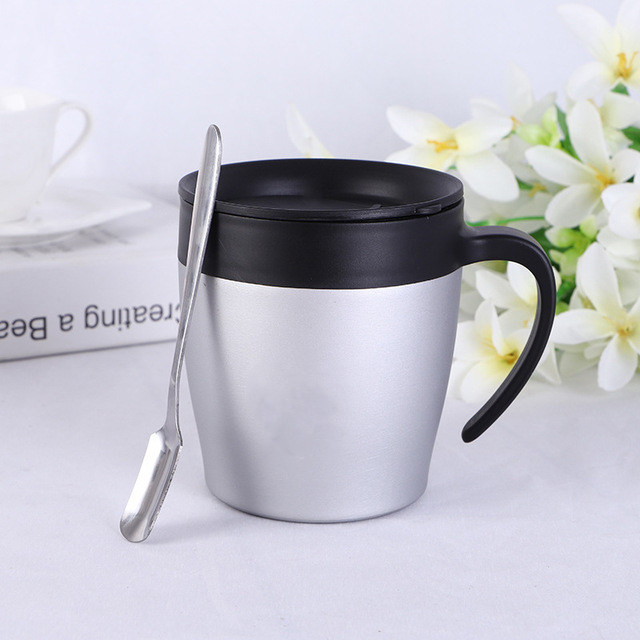 Coffee Mug Insulated Double Walled Coffee Tumbler with Handle and Spoon