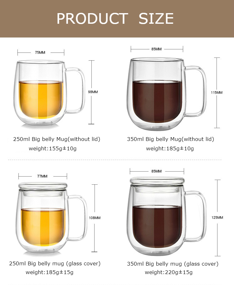 Heat Insulation Transparent Clear Double Layer Espresso Glass Mug