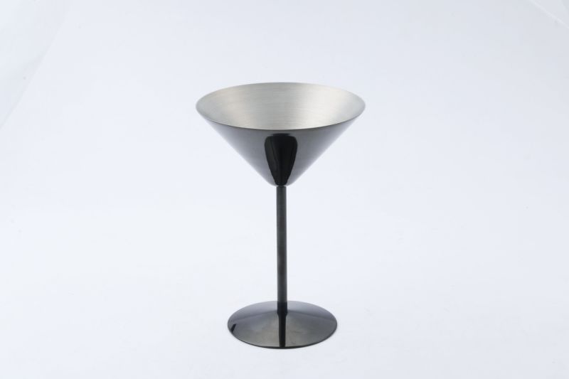 Stainless Steel Cup Black Color Electroplated Martini Glass in 10oz Volume for Party or Pub Use