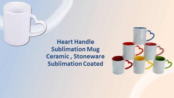 Ceramic Mug in Heart Shape, Coffee Cup, Office Mug