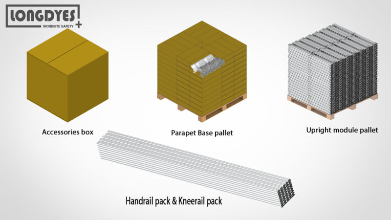 Folding Upright Nonfloating Rail for The Parapet Wall with Z-Type Mounted Plate