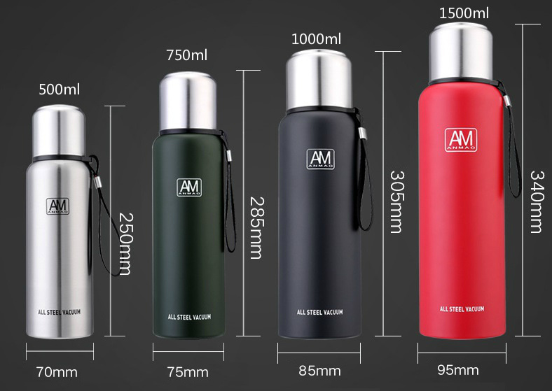Large Capacity Portable Outdoor Sports Stainless Steel Thermos Bottle Tea Cup
