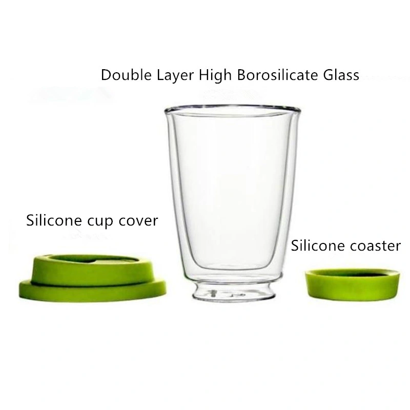 Doble capa de vidrio de borosilicato de alta taza taza de café