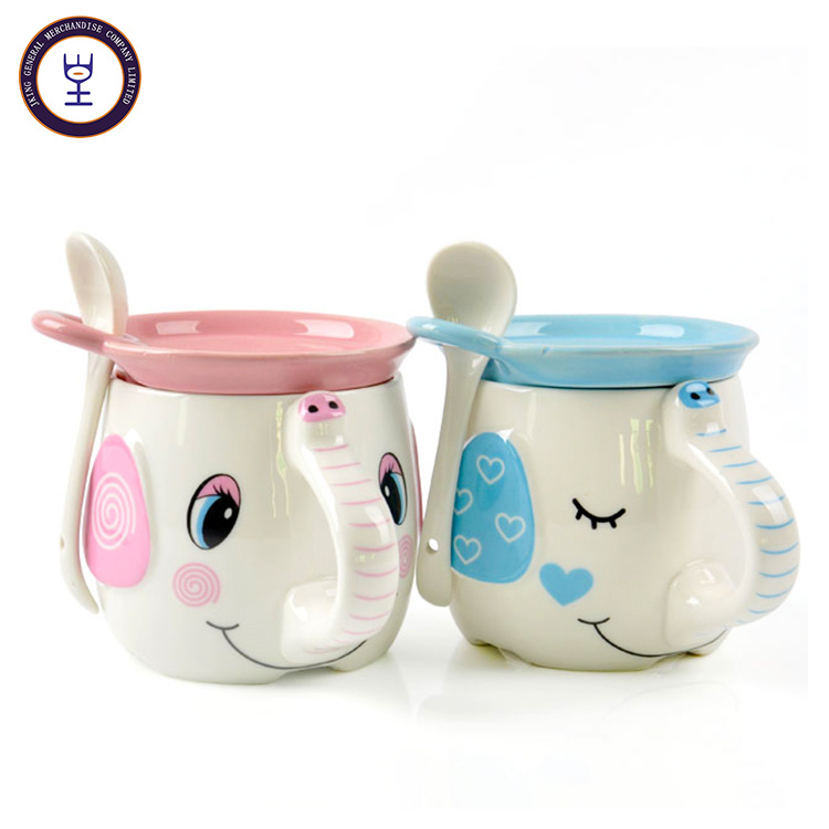 Novelty 3D Elephant Design Mug with Spoon for Children