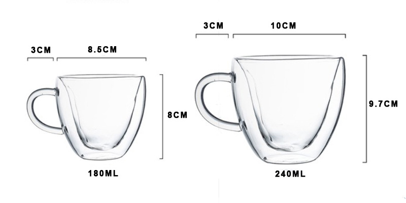 Heart Shape Coffee Cup Espresso Coffee Cup Glass Coffee Cup with Handle Cappuccino Coffee Cup