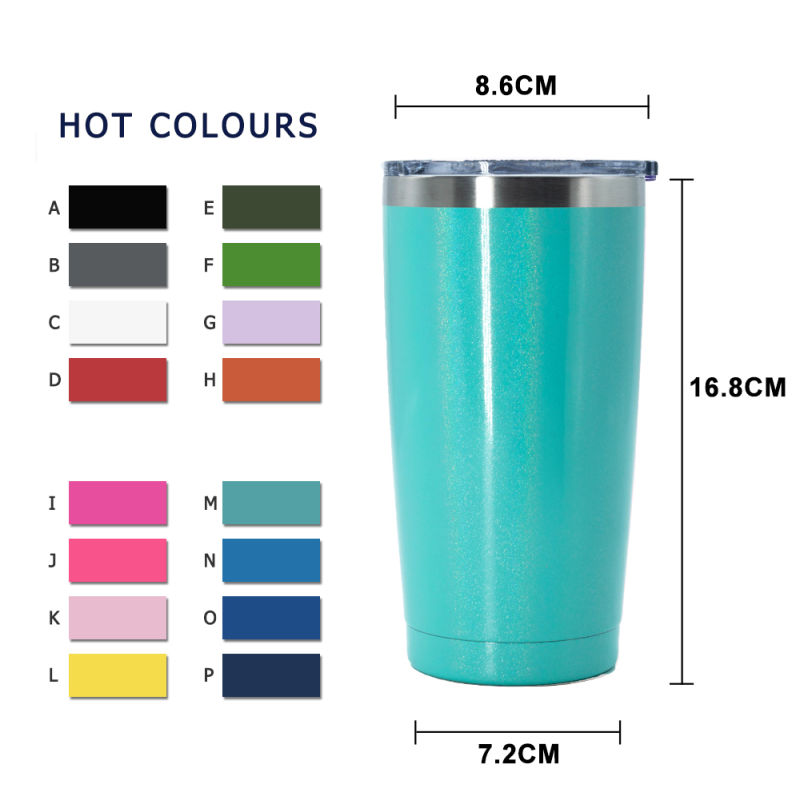 20oz Double Walled 18/8 Stainless Steel Tumbler Mug Cup with Sliding Lid