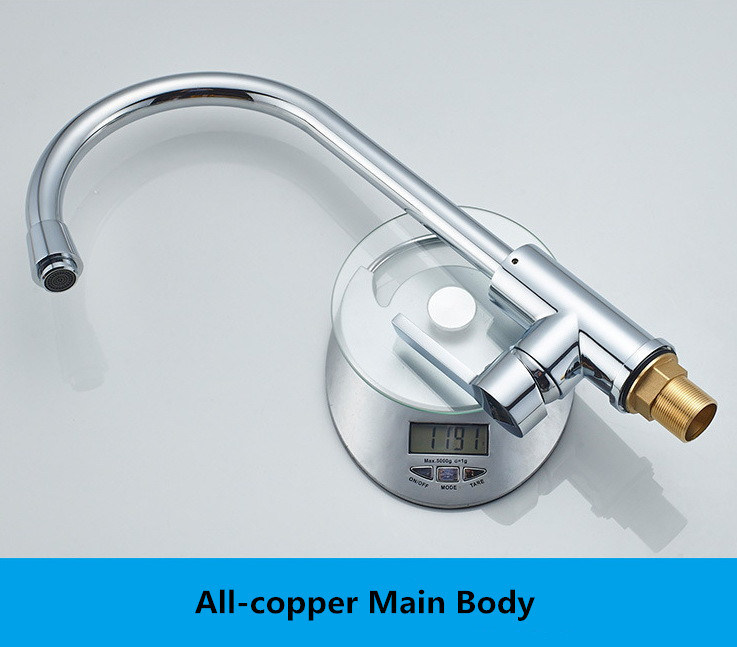 All-Copper Hot/Cold Universal Revolve Large Bend Water Channel Faucet