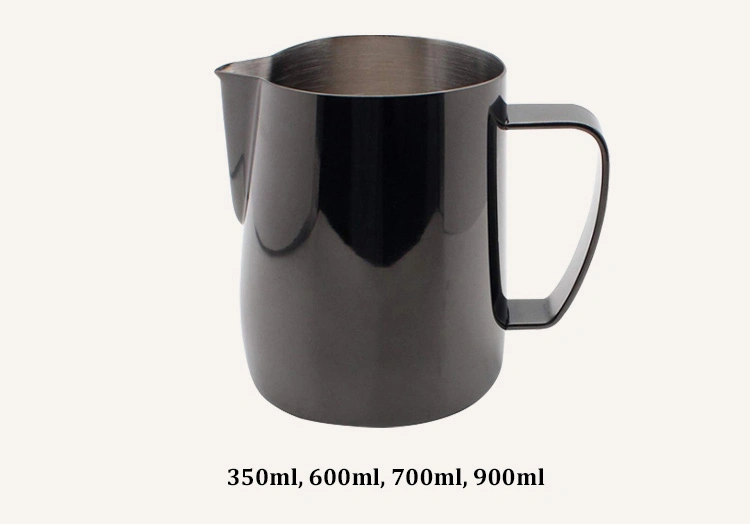 Large Capacity Black Espresso Milk Frothing Pitcher Inner Scale Garland Cup