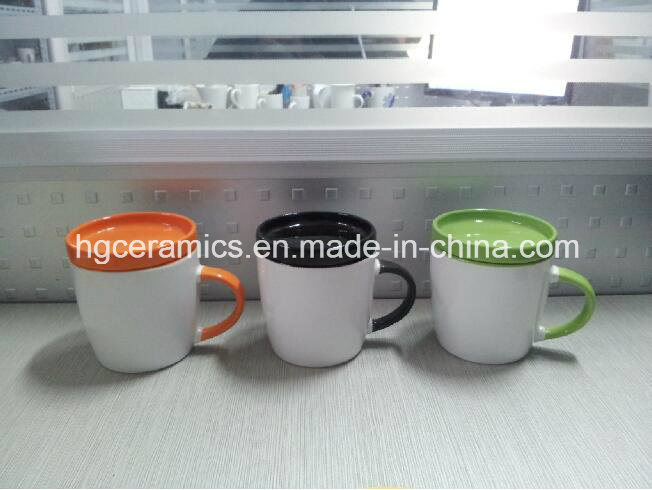 350ml Ceramic Mug with Coaster, 350ml Mug with Lid