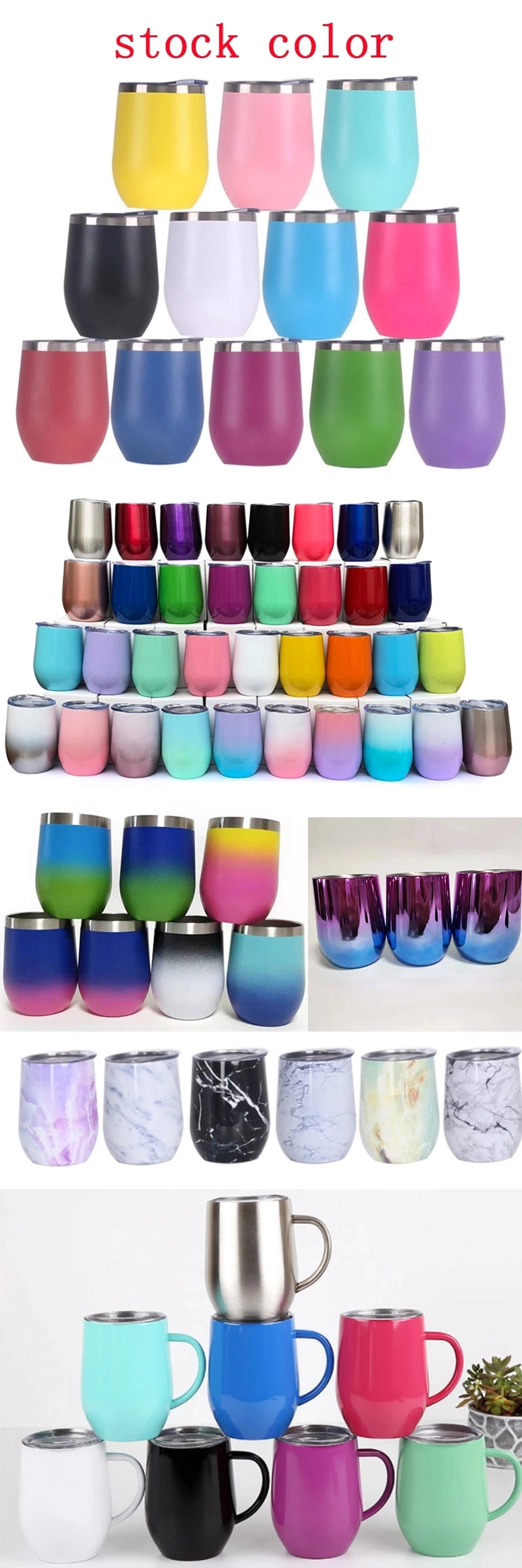 Electroplate Custom Color 12oz 350ml Stainless Steel Cups Wine Tumbler with Lid Wholesale Sublimation Gift Set