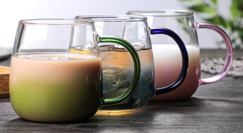 Colored Handle Cup Coffee Cup Milk Cup Juice Cup Creative Heat-Resistant Tea Cup