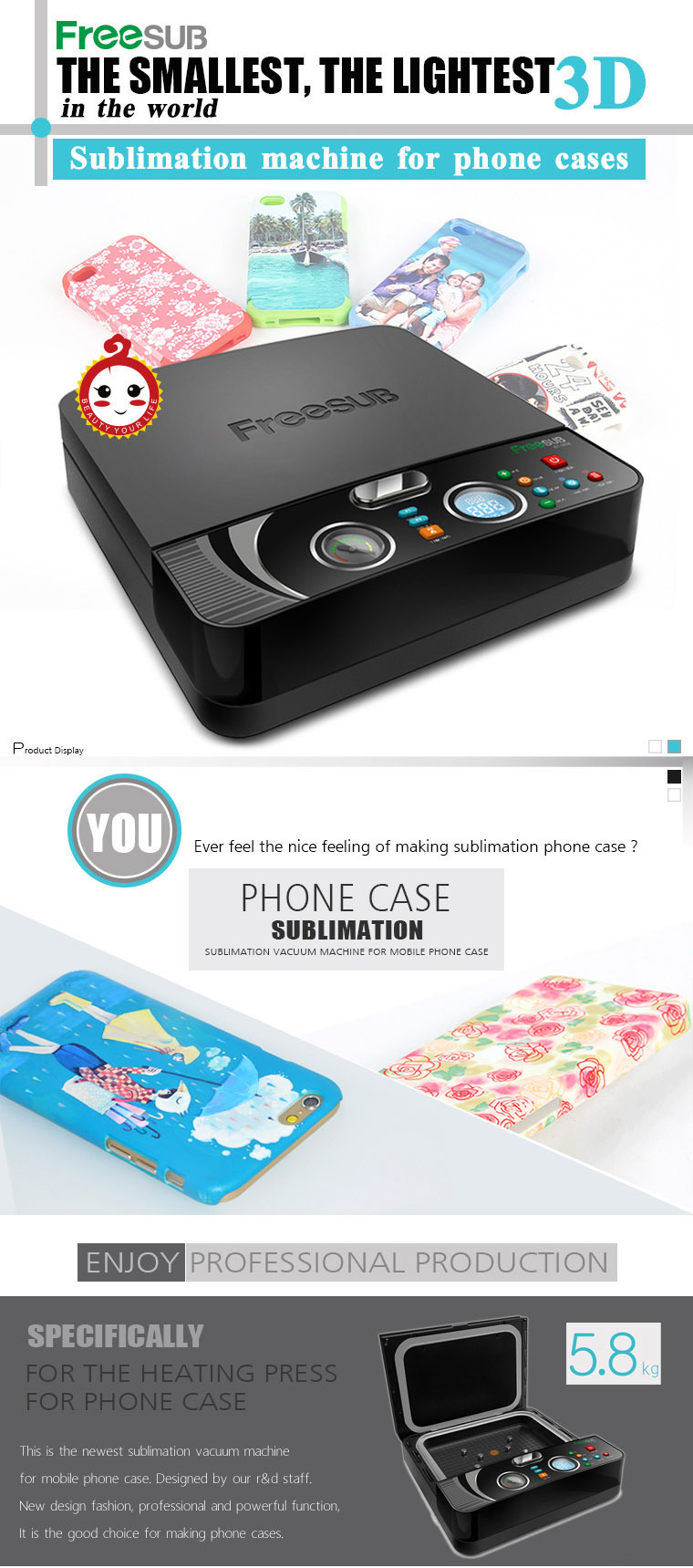 3D Mini Automatic Sublimation Vacuum Phone Case Printer St-2030