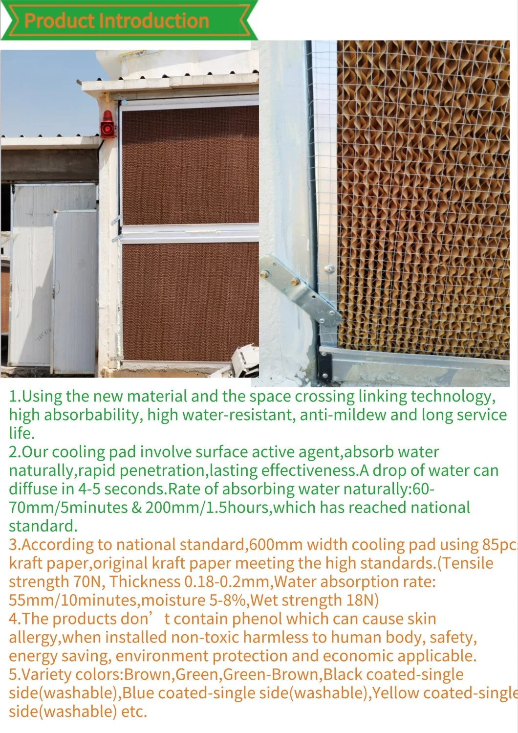 Wet Curtain for Poultry Farm Evaporate Honeycomb Cooling Pad Environment Control Cooling Pad Cooling System