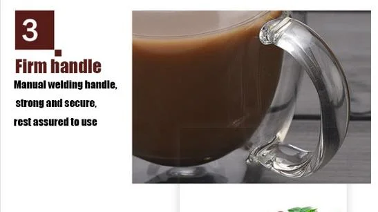 Glassware Coffee Glass Cups Clear Borosilicate Double Wall Glass Coffee Tea Mug with Handle