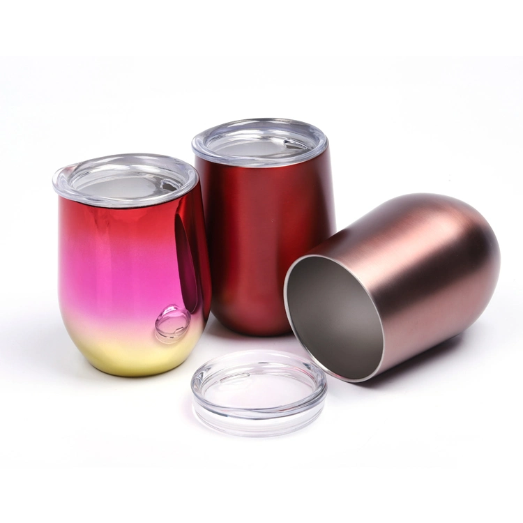 Double Wall Stainless Steel Skinny Vacuum Insulated Egg Tumbler Cup with Lid