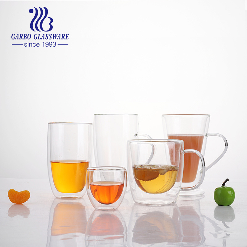 Customized Logo Pyrex Double Wall Glass Coffee Tea Mug Cup (GB510010400)