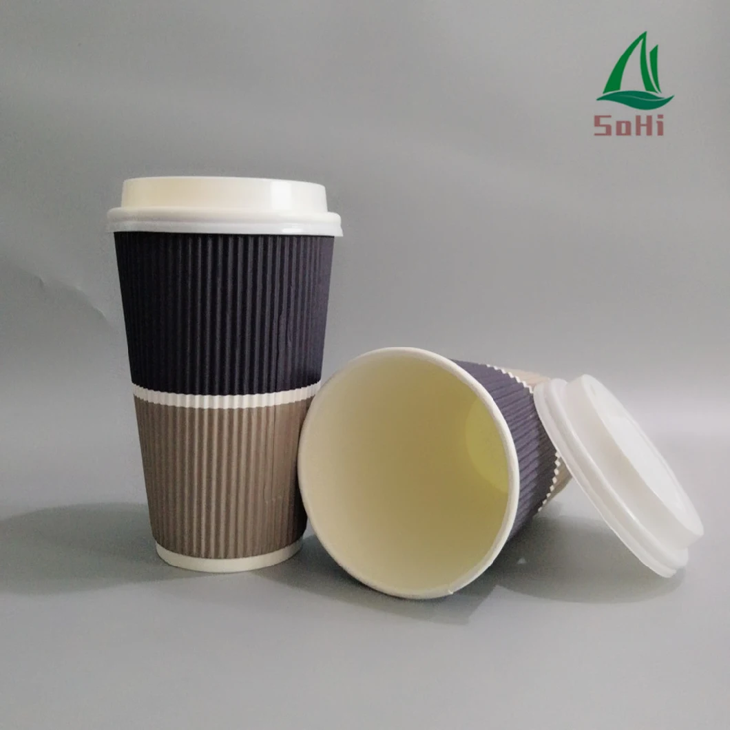 Eco-Friendly Disposable Wholesale Insulated Paper Cups 7oz 8oz 10oz 12oz