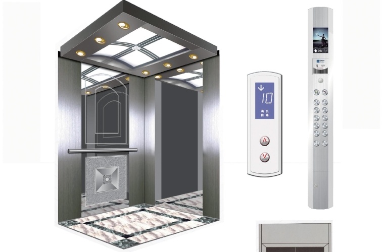 Passenger Elevator Lift with Mirror Stainless Steel Car for Sale