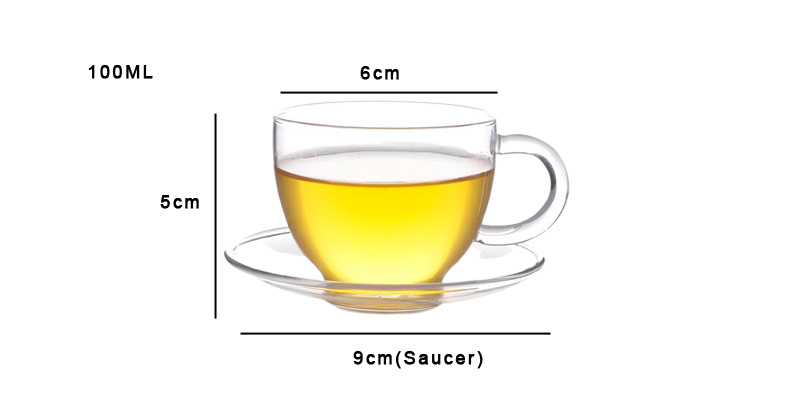 100ml Glass Tea Cup and Saucer Coffee Cup and Saucer Small Size Tea Cup