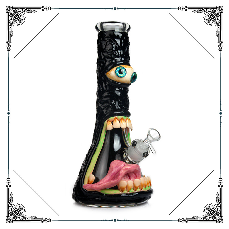 7mm Thickness Large Beaker Handmade Painted Smoking Glass Water Pipe