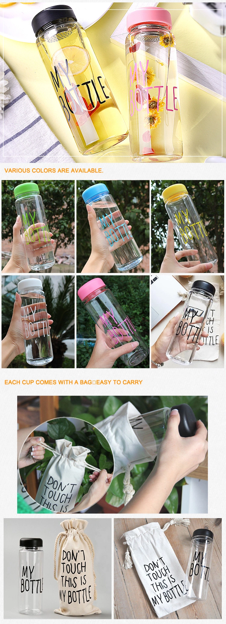 Creative Large Capacity Plastic Cup Water Fruit Tea Cup Borosilicate Glass Flower Tea Bottle