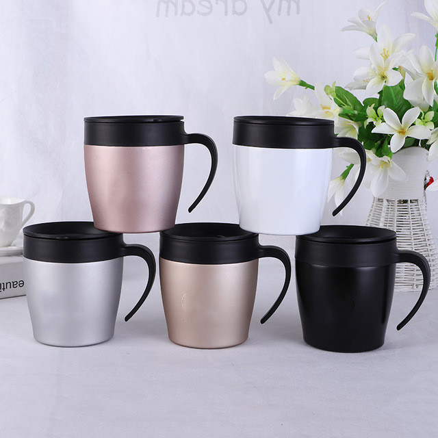 Coffee Mug Insulated Double Walled Coffee Tumbler with Handle and Spoon