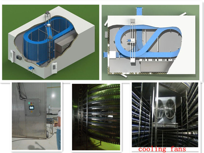 Stainless Steel Vertical Food Cooling Spiral Conveyor Machine