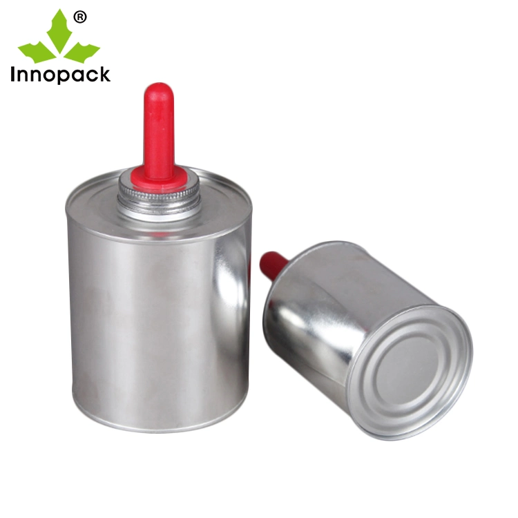 Innopack Sample Free Brush Type Plastic Cap PVC Adhesive Screw Cap Tin Cans