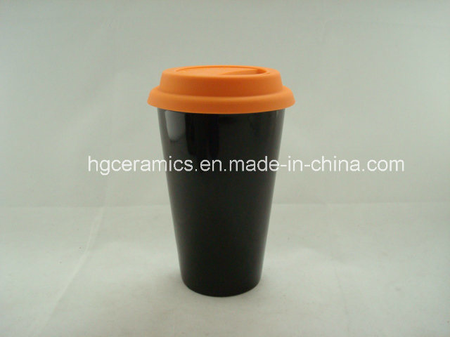 Travel Mug, 16oz Ceramic Mug with Silicon Lid