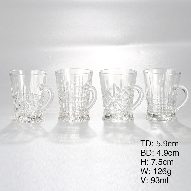 Good Quality Clear Engraved Elegant Tea Cup Glass Coffee Mug