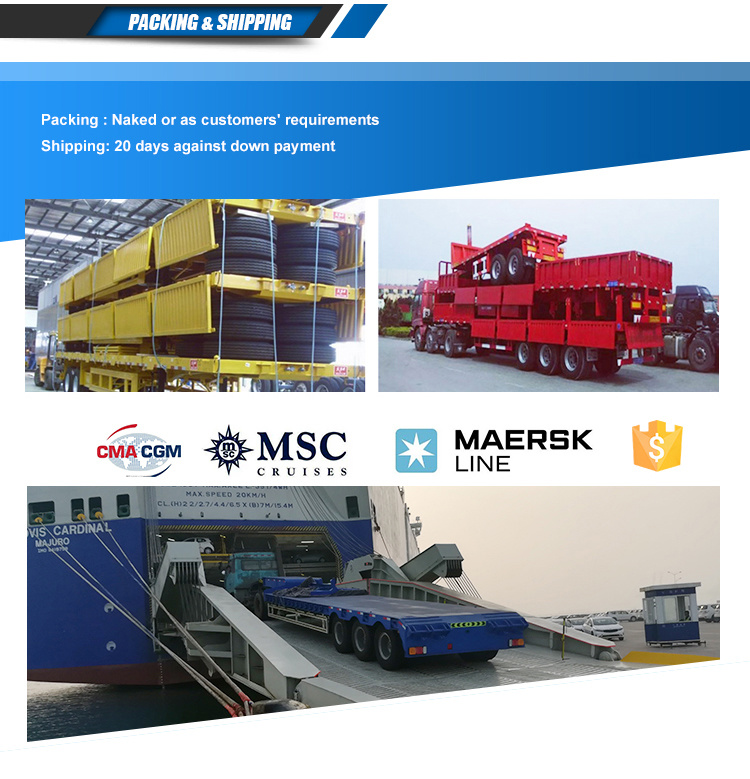 Aotong 40' Flatbed Container Semitrailer with Lifting Axles