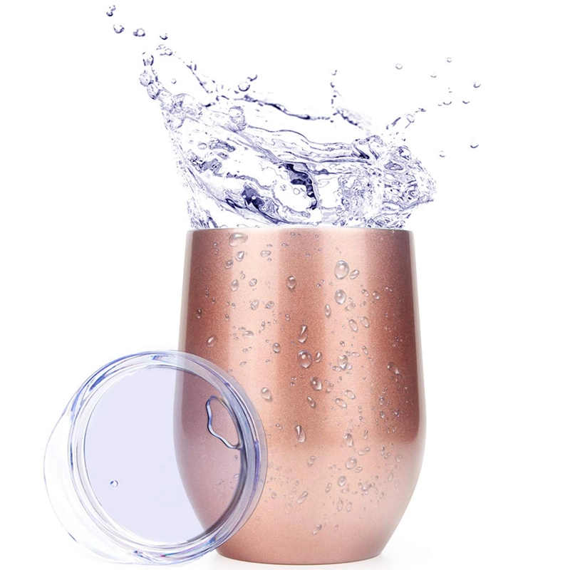9oz Double Wall Stainless Steel Rose Gold Color Steel BPA Free Wine Glass Cup