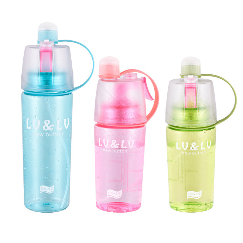 400ml 600ml Creative Outdoor Sports Bottle Hydrating Beauty Spray Water Plastic Hand Cup Spray Cup Cooling Water Bottle