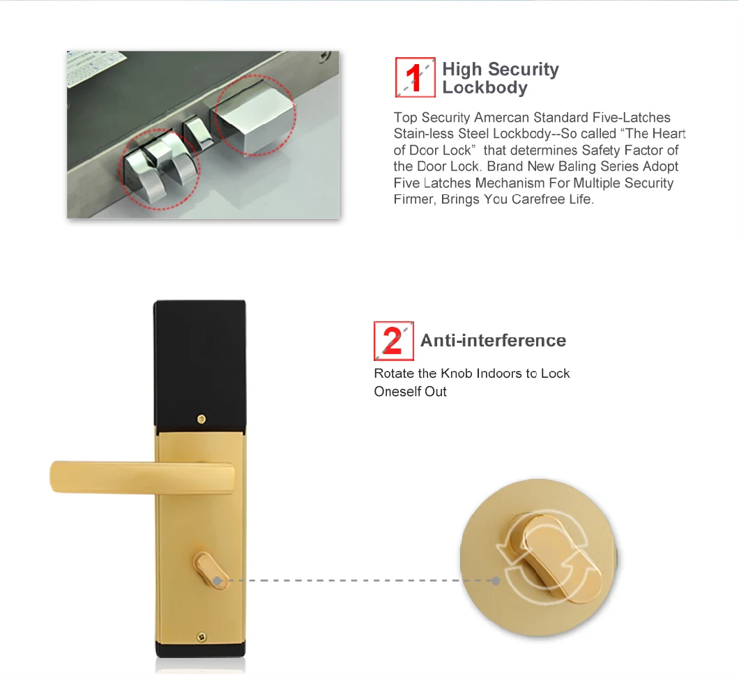 Factory Selling Electronic Door Locks Swipe Key Card Opening Free Interface Available