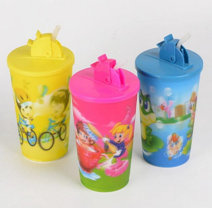 3D Plastic Advertisement Straw Cup for Children