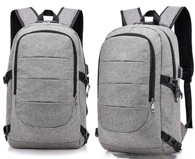 Men Women Fashion Laptop Backpack Grey Black China Guangzhou Supplier