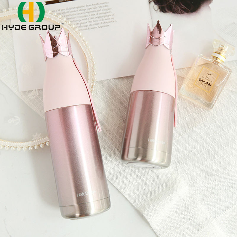 Stainless Steel Cup Double Walled Vacuum Water Bottle with Royal Queen Crown Lid
