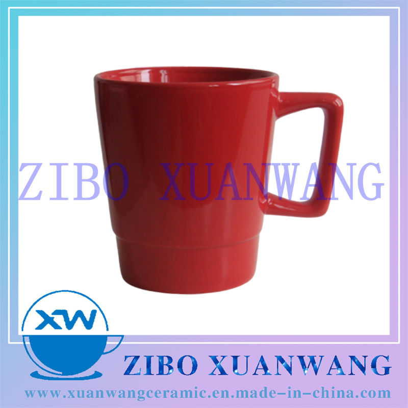 Red Color V Shape Ceramic Coffee Mug with Special Bottom with Good Quality