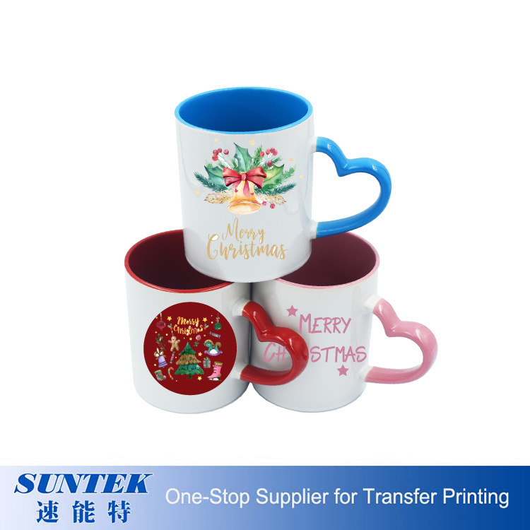 Sublimation Mug with Colour Inside and Heart Shape Handle