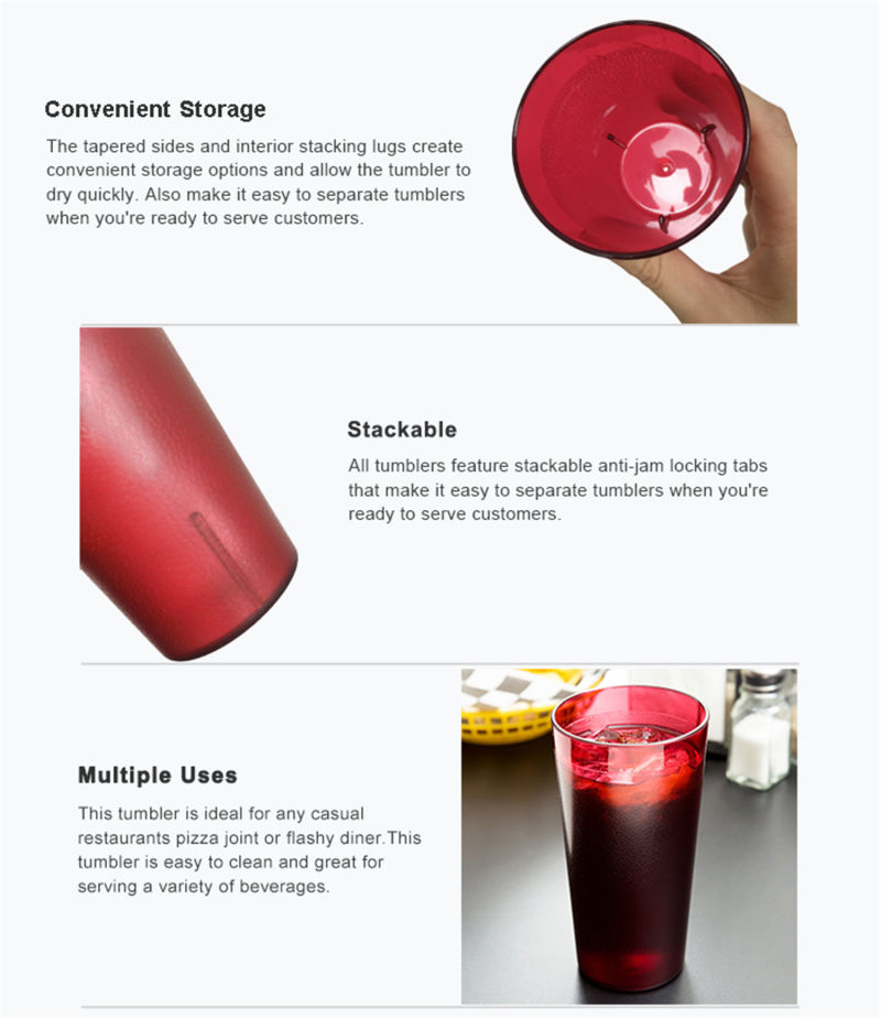 20oz Restaurant Juice Cups Reusable Drinkware in Bulk Plastic Tumbler