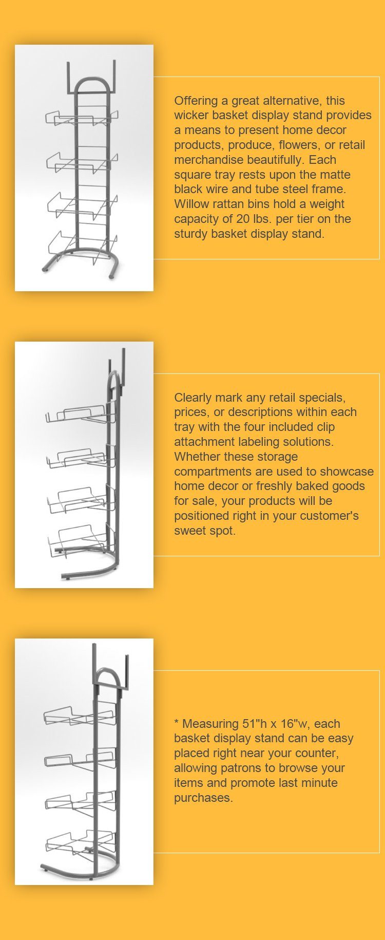 Big Capacity Metal Wire Display Rack Metal Stand with Basket for Bread